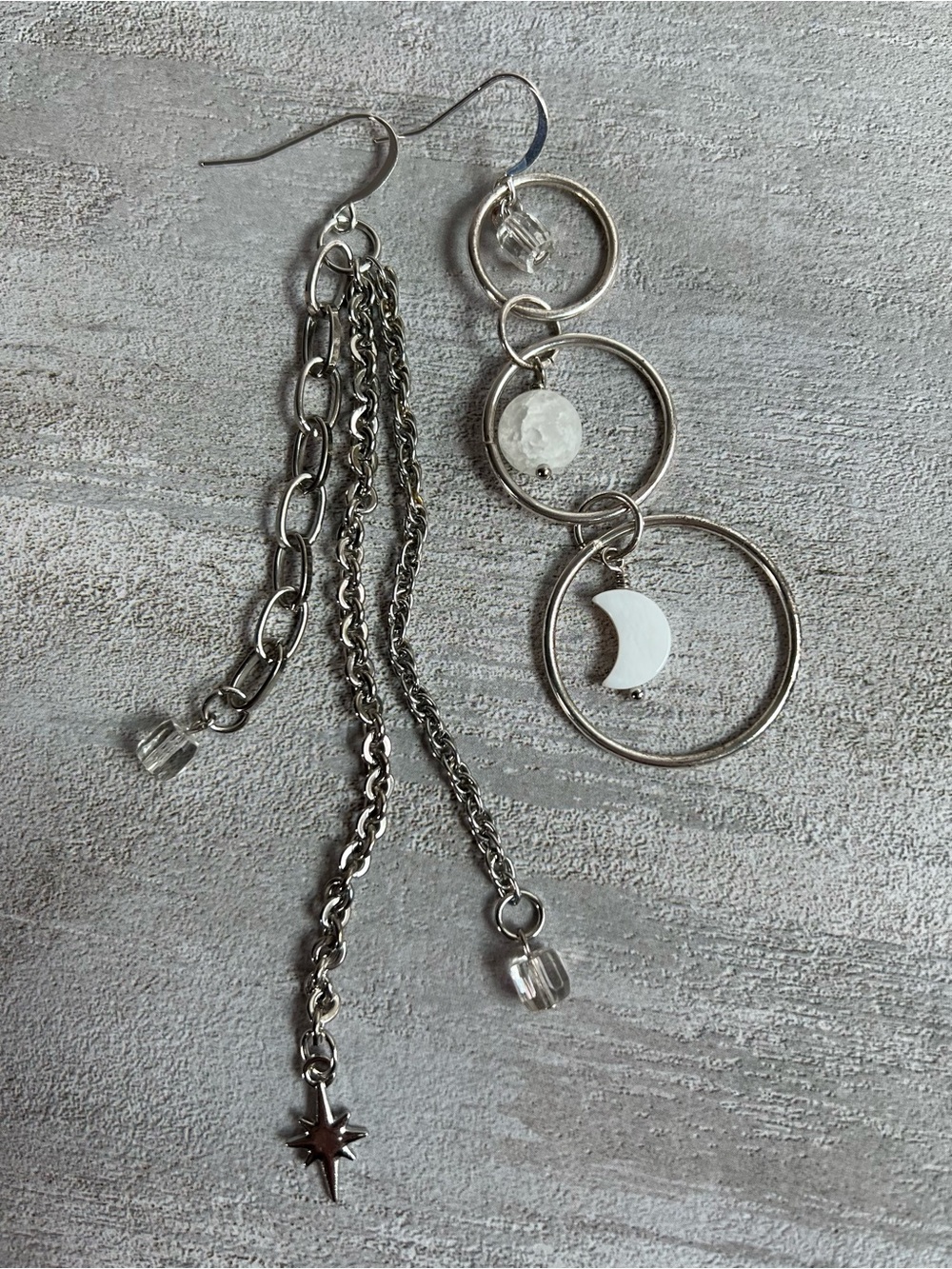 Celestial Mis-Matched Moon & Star Drop Earrings By Jax and Boo